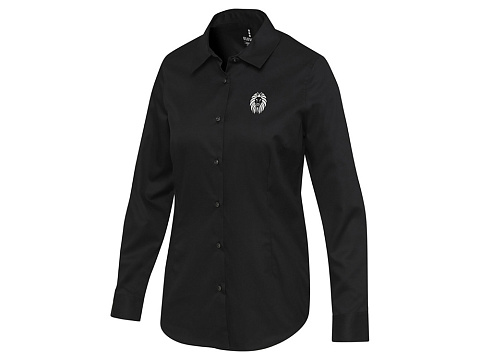 Citrine женская рубашка из твила - сплошной черный - рис 5.