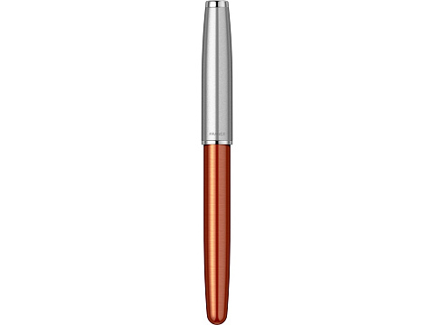 Ручка-роллер Parker Sonnet Essentials Orange SB Steel CT, цвет чернил black,перо: F, в подарочной упаковке. - рис 4.