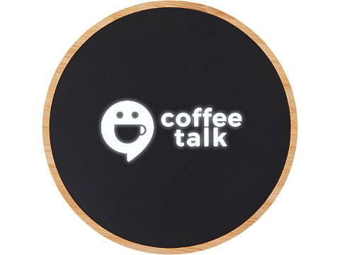 Беспроводное зарядное устройство с подсветкой лого Reedia S3, 15 Вт, бамбук, черный