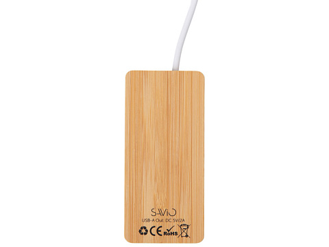 USB хаб с подсветкой лого Reedia S5, 3*USB, 1*Type C, бамбук, черный - рис 5.