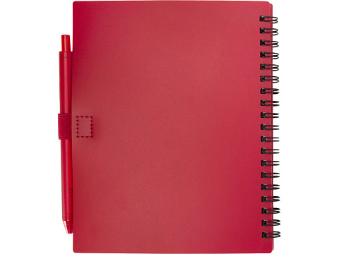 Набор Niove из блокнота из переработанного пластика в мягкой обложке и шариковой ручки (синие чернила) - Красный - рис 3.