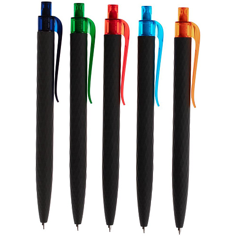 Ручка шариковая Prodir QS01 PRT-P Soft Touch, черная с голубым - рис 8.