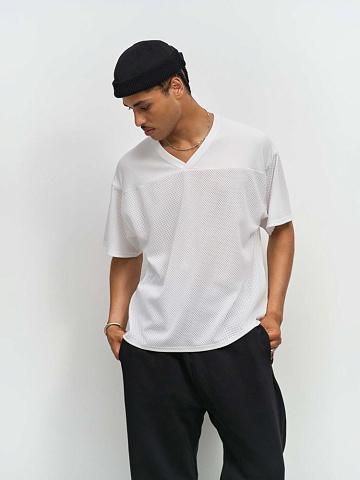 Футболка унисекс Nino с V-образным вырезом, белая - рис 5.