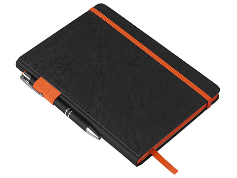 Бизнес блокнот Bossy Junior с цветным срезом, твердая обложка, 96 листов, черный и оранжевый - рис 2.