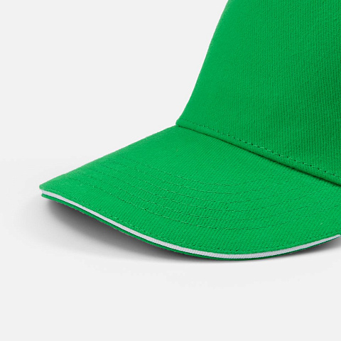 Бейсболка Classic 2.0, ярко-зеленая с белым кантом - рис 3.