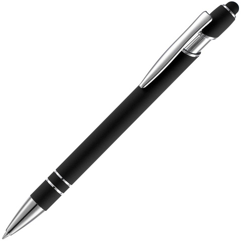 Ручка шариковая Pointer Soft Touch со стилусом, черная - рис 2.