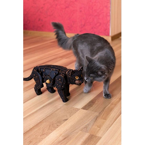 Конструктор 3D из дерева "Механический Черный Кот (Кошка)" - рис 2.