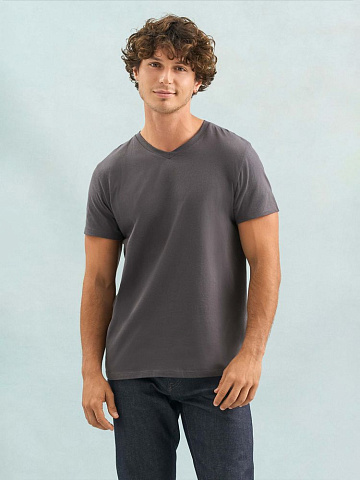 Футболка унисекс Regent с V-образным вырезом, кобальт (темно-синяя) - рис 5.