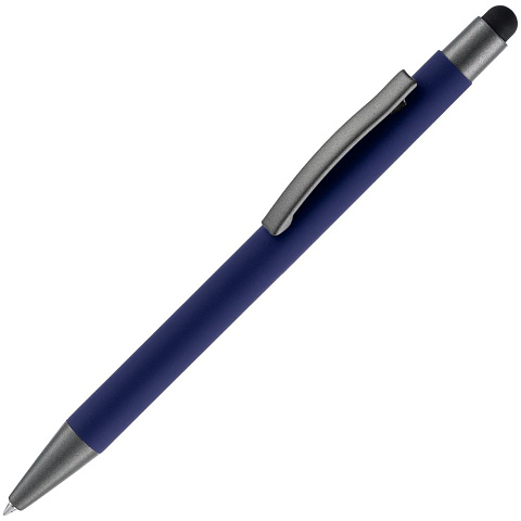 Ручка шариковая Atento Soft Touch со стилусом, темно-синяя - рис 2.
