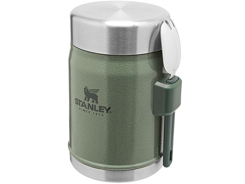 Банка для еды объемом 400 мл с ложкой-вилкой Stanley Legendary - Зеленый лесной - рис 2.