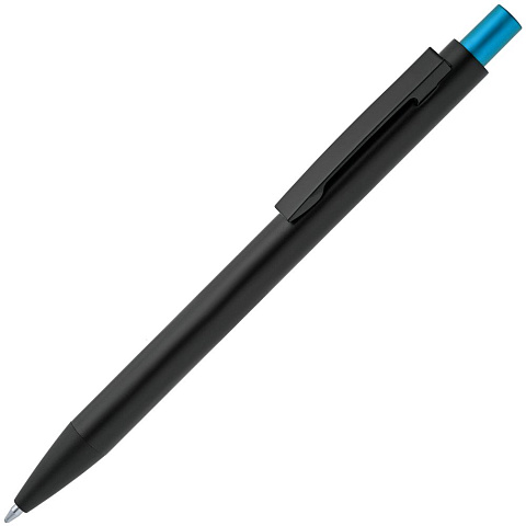 Ручка шариковая Chromatic, черная с голубым - рис 2.