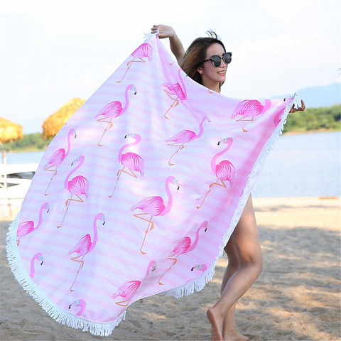 Пляжное покрывало Розовый фламинго - рис 2.