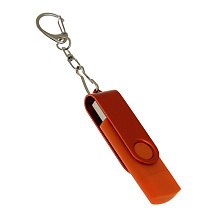 USB-флешка на 32 Гб 2 в 1 поворотный механизм, c дополнительным разъемом Type-C с одноцветным металлическим клипом, оранжевый