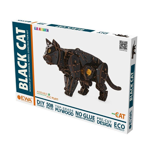 Конструктор 3D из дерева "Механический Черный Кот (Кошка)" - рис 10.