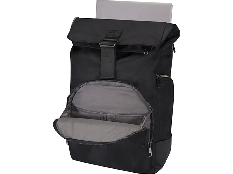 Рюкзак Rhine 15 GRS со сворачивающимся верхом на 18 л из материала, переработанного по стандарту GRS, сплошной черный - рис 5.