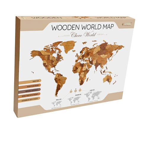 Деревянная Карта Мира настенная объемная 192x105 см (шоколад) - рис 4.