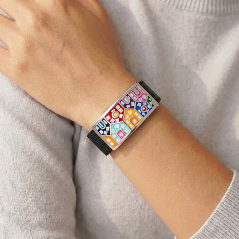 Браслет на черном кожаном ремешке - рис 2.