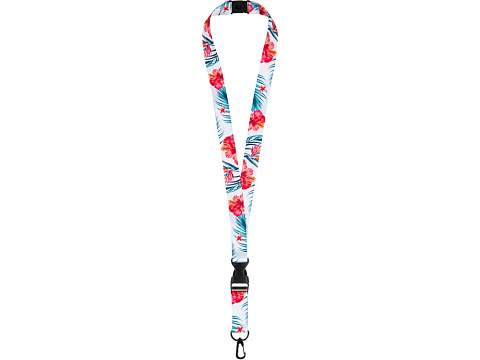 Ланъярд 2 см под сублимацию с карабином, межуровневым замком и замком обрыва, черный - рис 3.