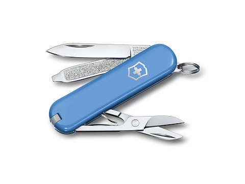 Нож-брелок VICTORINOX Classic SD Colors Summer Rain, 58 мм, 7 функций, голубой