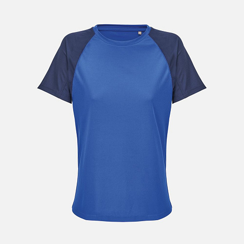 Футболка спортивная женская Vortex Women, темно-синяя с ярко-синим