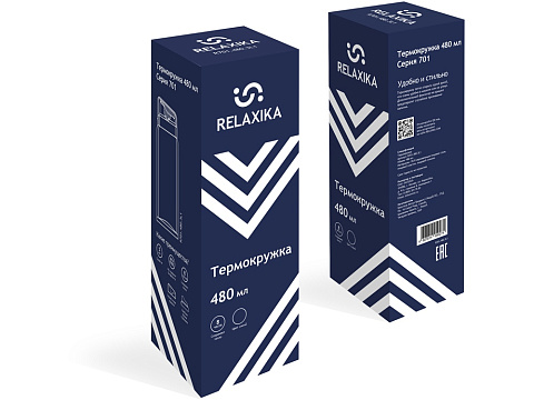 Термокружка Relaxika 701 (0,48 литра), синяя (без лого) - рис 19.