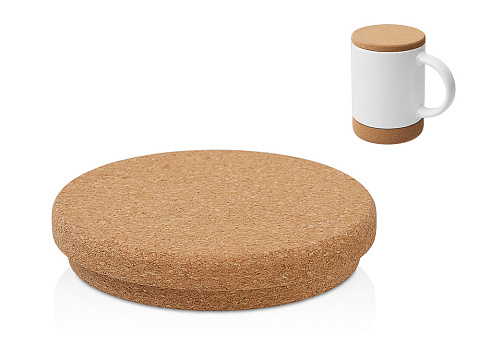 Кружка 450 мл с пробковым дном с крышкой Корк & Бон, белый - рис 5.