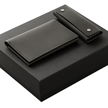 Подарочный набор Long River: обложка для паспорта, ключница (без лого Long River), черная коробка